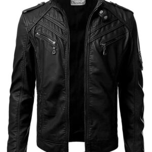 Men's Black Leather Biker Jacket
